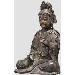 Bronze-Buddha, Nachguss im Stil der Ming-Dynastie   Sitzender, hohl gegossener, vollplastischer