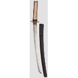 Wakizashi, vermutlich Satsuma, Japan, Mitte Edo-Periode   Klinge Shinogi Tsukuri, beschädigter Chu