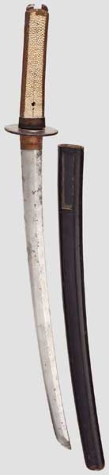 Wakizashi, vermutlich Satsuma, Japan, Mitte Edo-Periode   Klinge Shinogi Tsukuri, beschädigter Chu