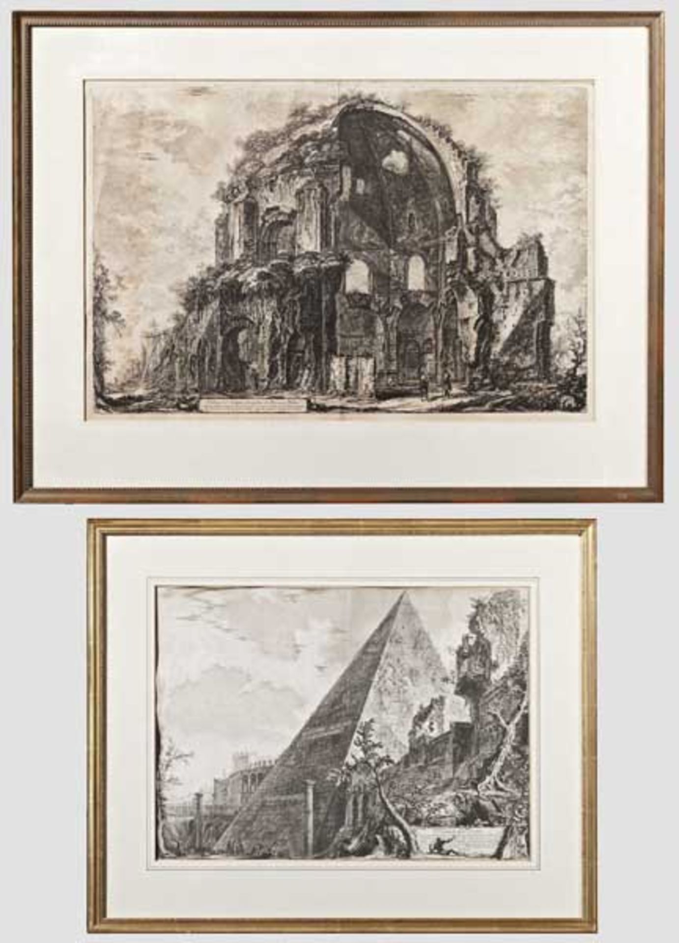 Francesco Piranesi (1758 - 1810) - Piramide di C. Cestio bzw. Veduta del Tempio ottangotare di