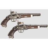 Ein Paar Miquelet-Prunkpistolen, Balkan, 20. Jhdt.   Achtkantige Läufe mit achtfach gezogenen Seelen