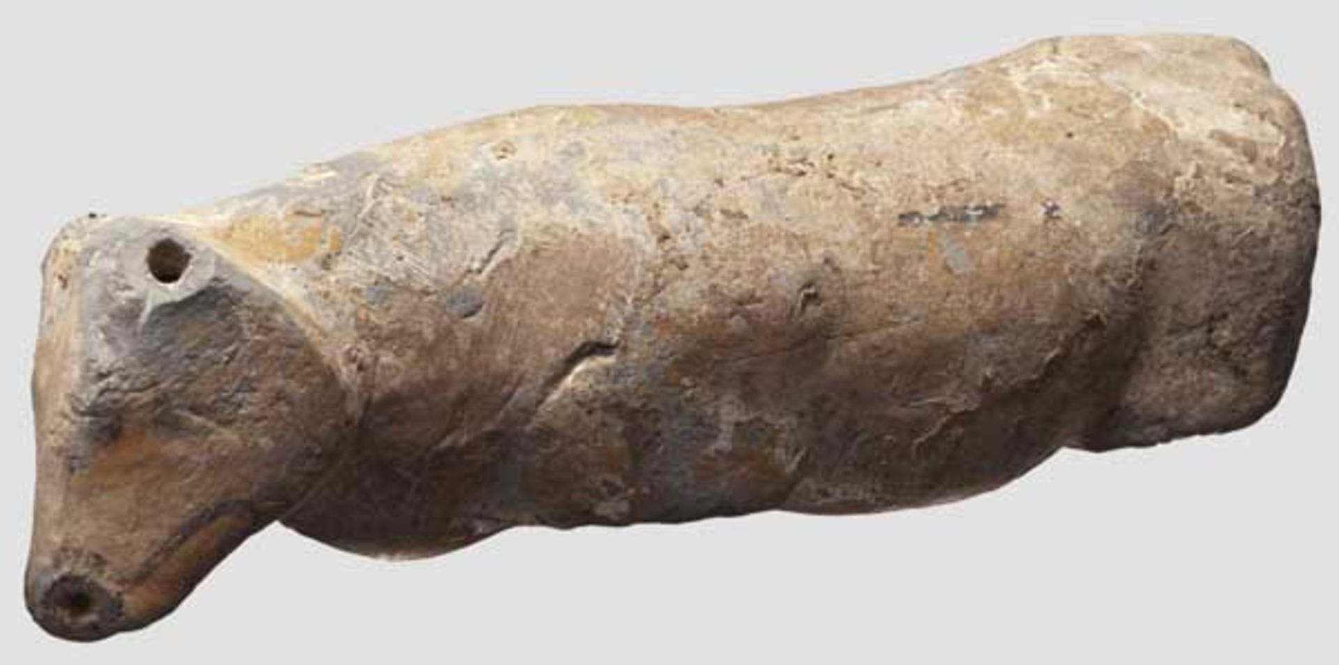 Terrakottakorpus einer Kuh, altägyptisch, Neues Reich, 2. Hälfte 2. Jtsd. v. Chr.   Hohl gearbeitete
