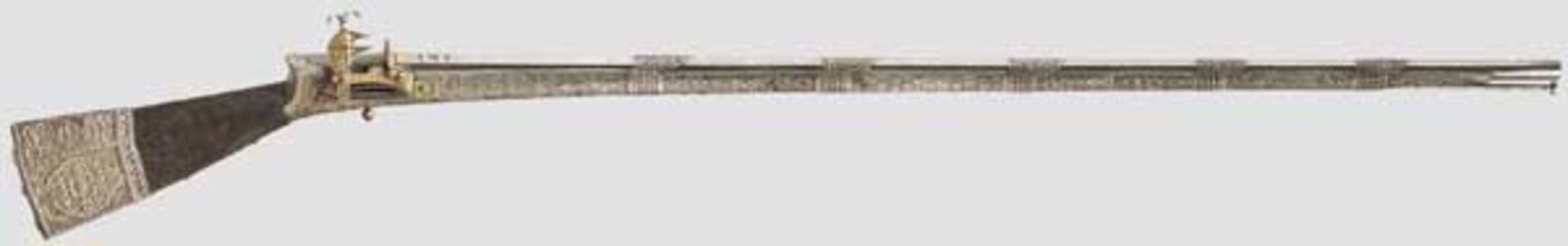 Silbermontiertes Luxus-Miqueletgewehr (Boilia), balkantürkisch, datiert 1806   Älterer achtkantiger,