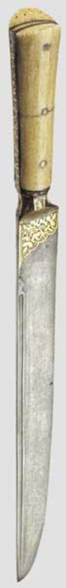 Goldtauschierter Kard, osmanisch, 2. Hälfte 18. Jhdt.   Am Rücken beidseitig geschnittene Klinge aus - Bild 2 aus 2