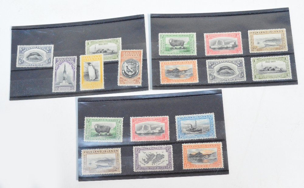 Seventeen Falkland Island stamps including 1/2d-4d.