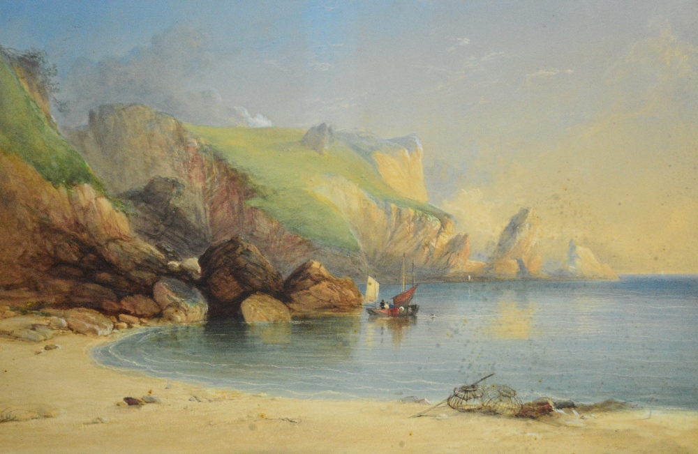 THOMAS SMITH (late 19th century); a large watercolour "Ansley's Cove nr Torquay", signed and dated