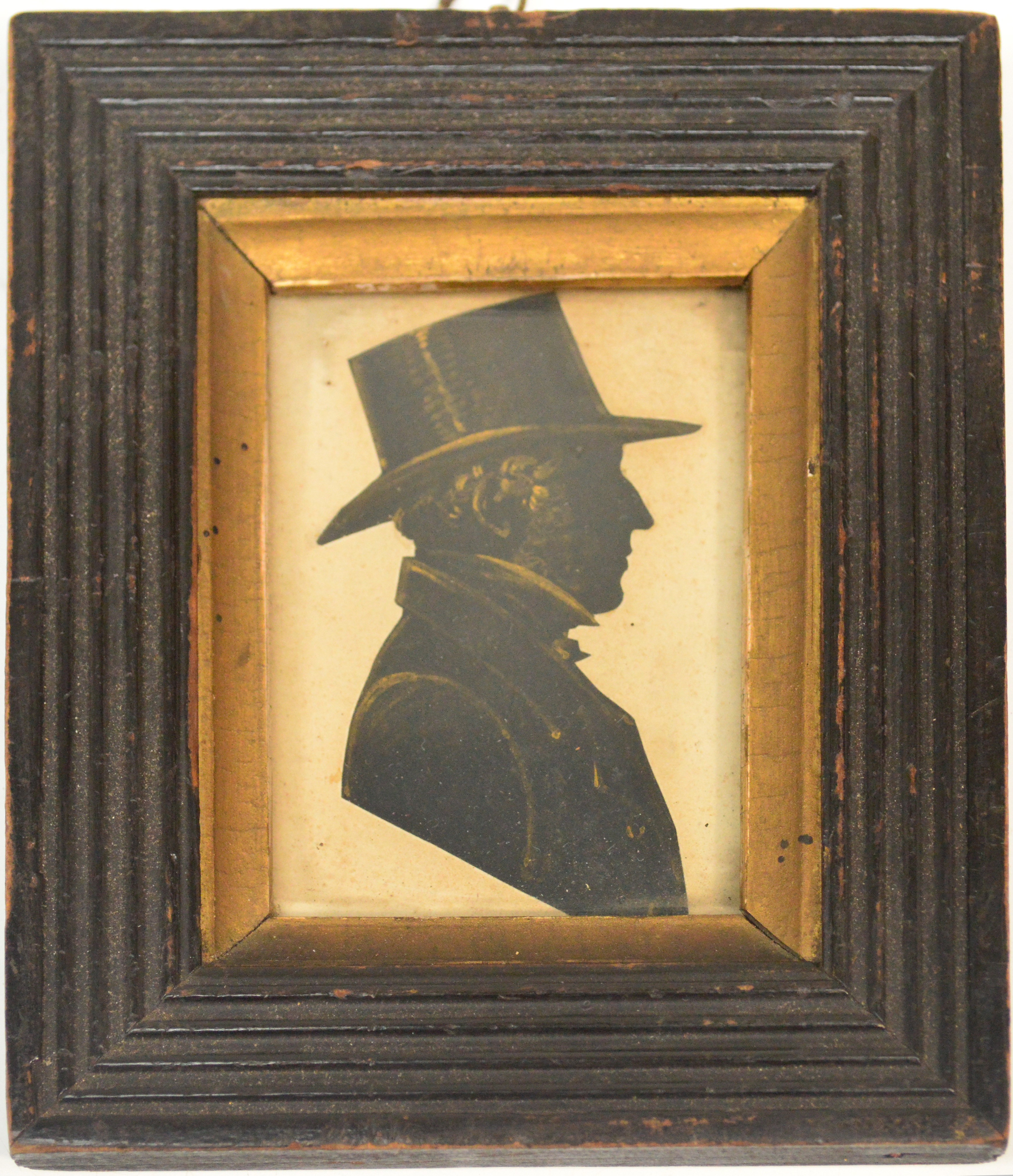 An early Victorian cut paper silhouette inscribed to the reverse "David Abercrombie of Bandeath,