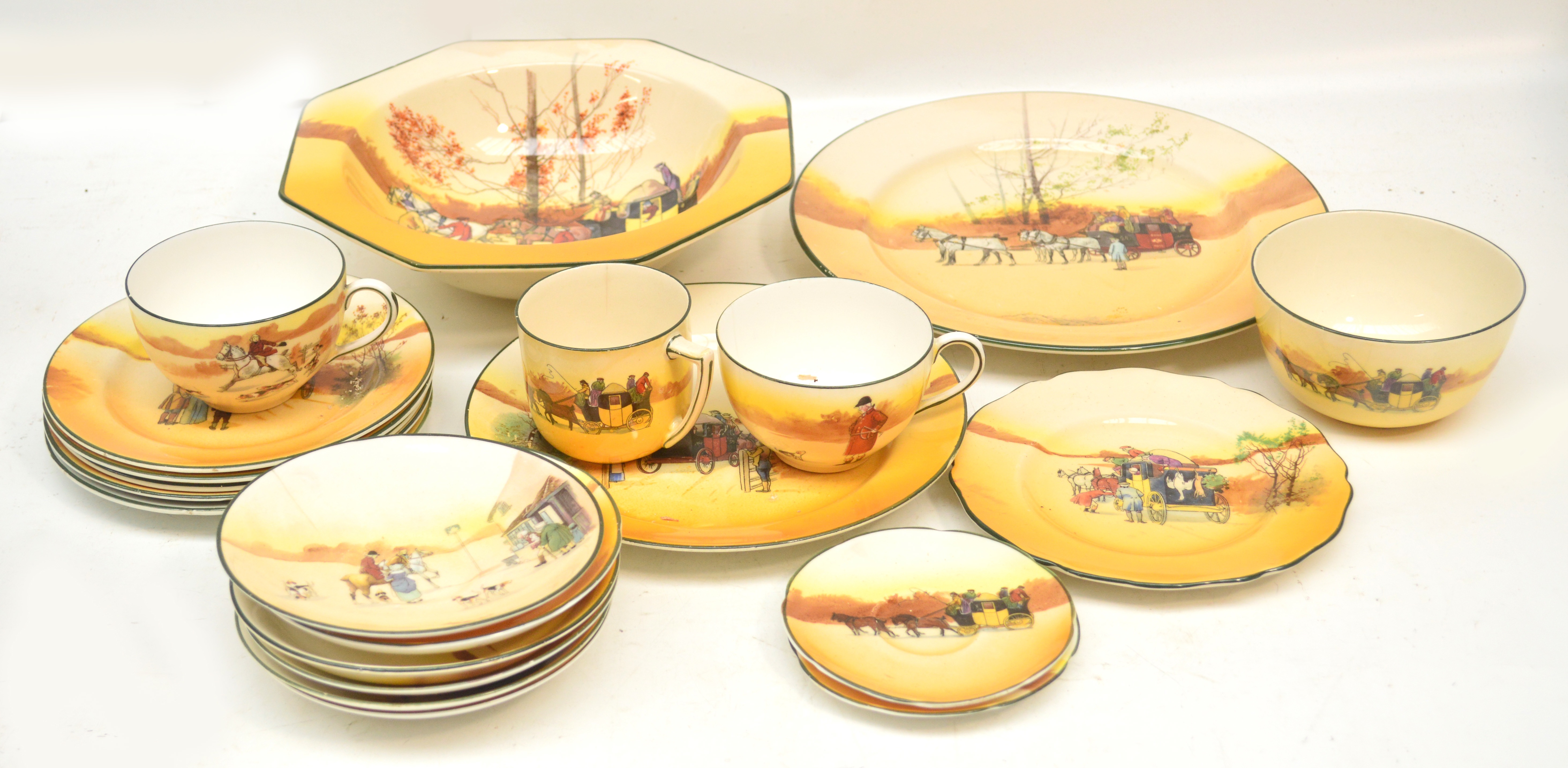 A quantity of Doulton Seriesware "Coaching Days" including three cups, four saucers, various side