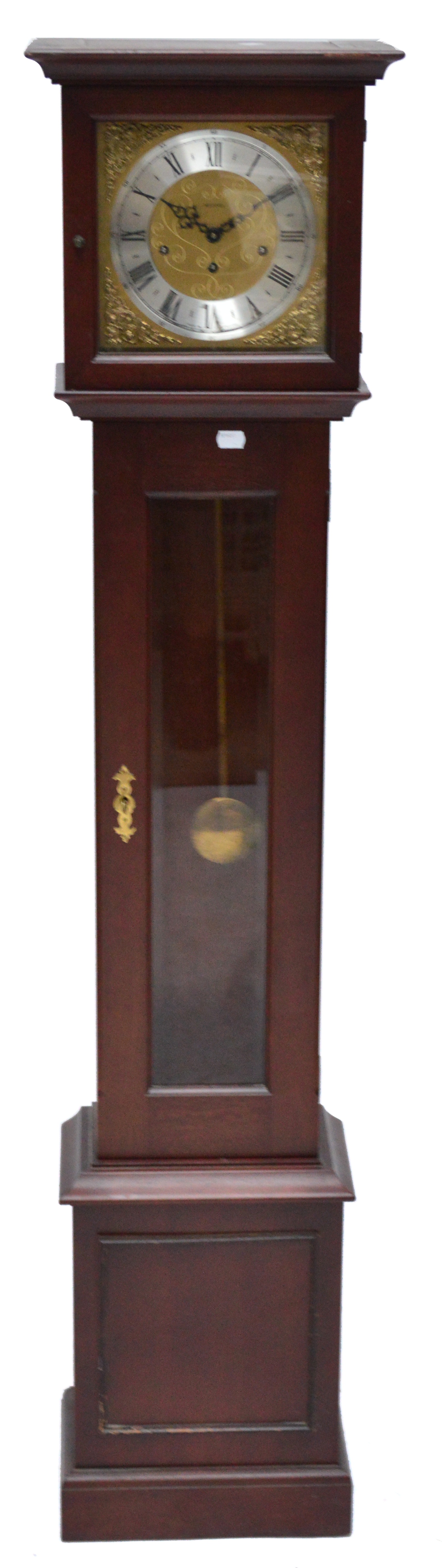 A Metamec longcase clock of small proportions with glazed door, height 152.5cm.