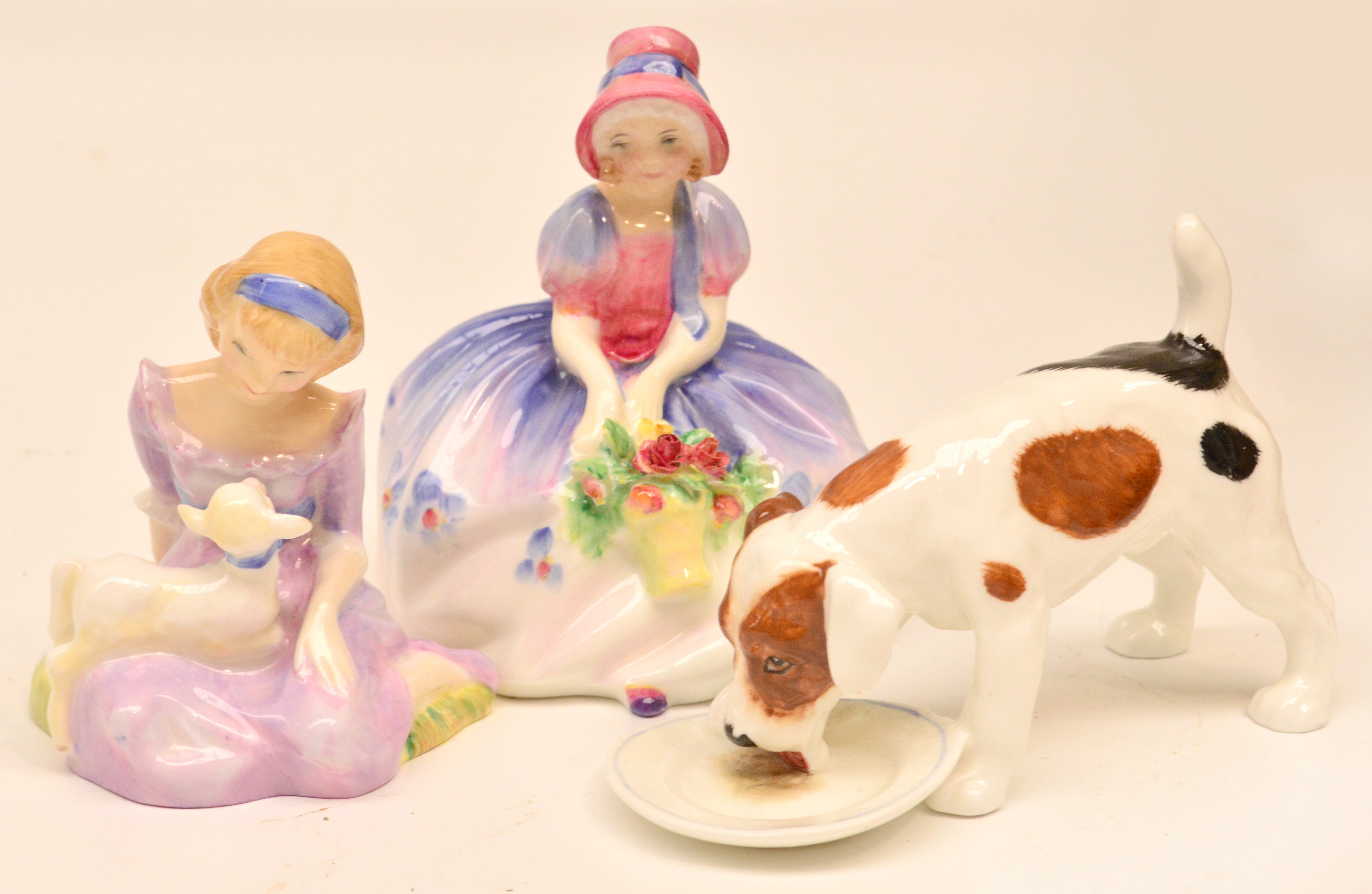 Two Royal Doulton figurines HN2048 "Mary Had A Little Lamb" and HN1467 "Monica", also a Royal
