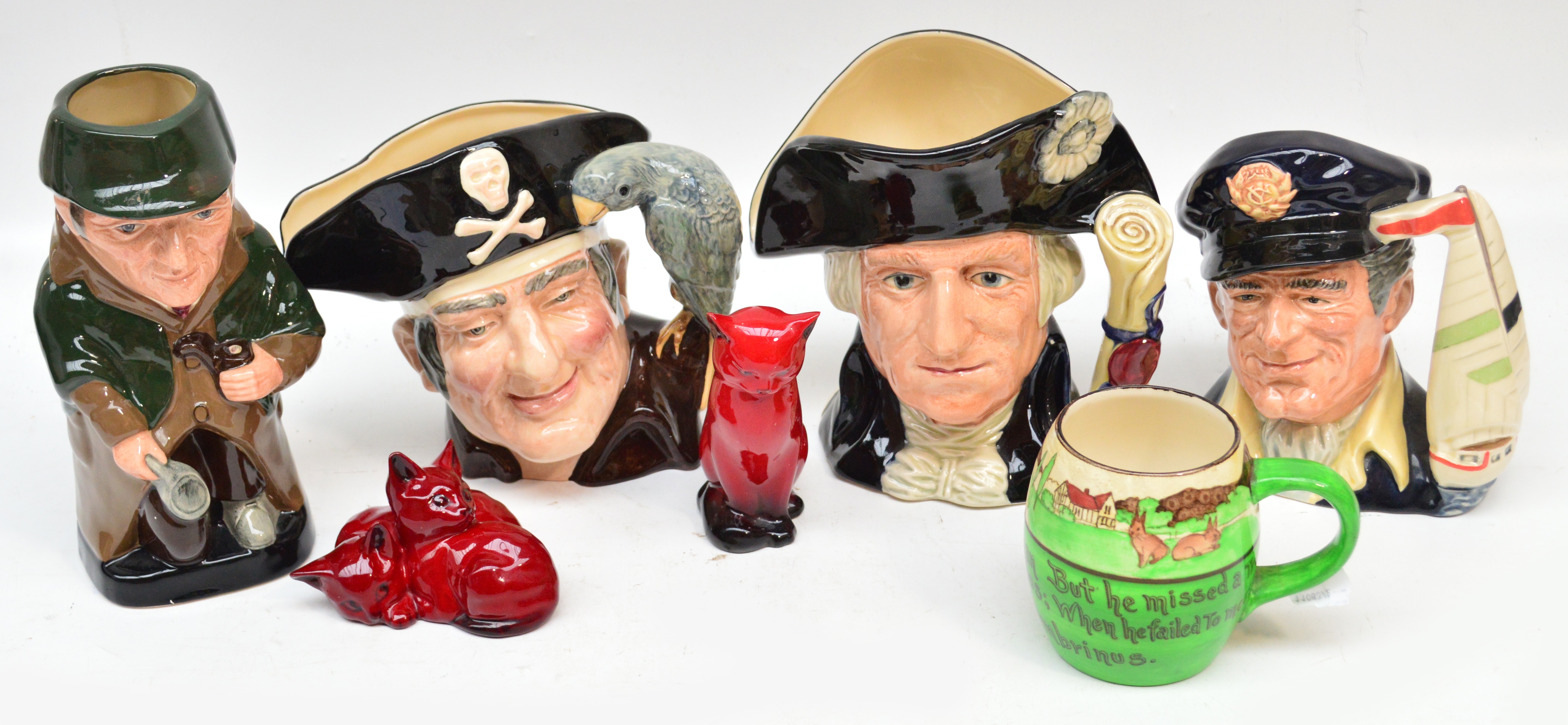 Four large Royal Doulton character jugs D6669 "George Washington", D6820 "Yachtsman", D6661 "