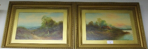 A Pair of Early 20th Century English School Oils on Board Landscapes with Figures. Each approx 19