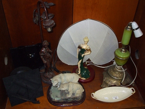 A Figural Table Lamp, Photograph Frames, etc.