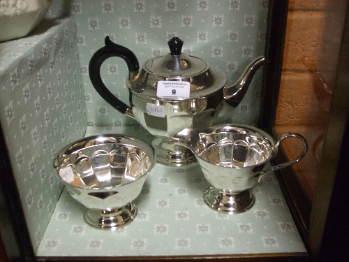 A Three Piece Viners Silver-Plate Tea Service.