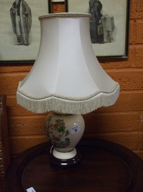 An Indian Tree Pattern Ceramic Table Lamp & Shade.