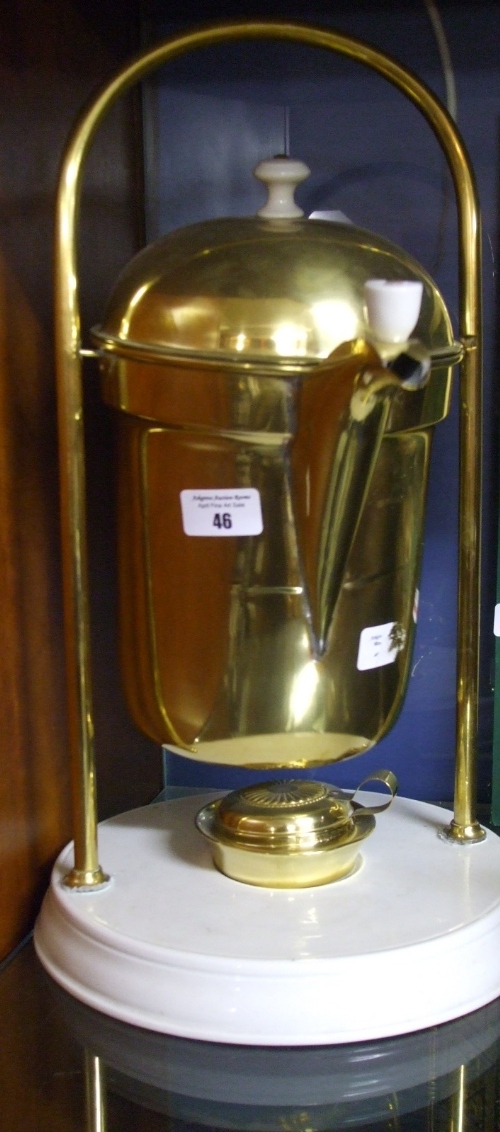 A Swinging Brass Coffee Pot Over Spirit Burner.