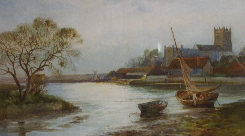 A Watercolour Attributed to Robert Lloyd, Fishermen on a Shoreline, with indistinct signature l.