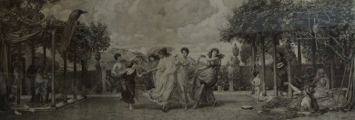 A Late 19th Century Black and White Engraving after E J Poynter showing a Classical scene with