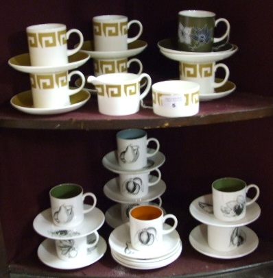 A Quantity of Old Gold Keystone Coffee Wares, along with Susie Cooper Design tea wares.