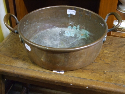 A Twin Handled Copper Preserving Pan.