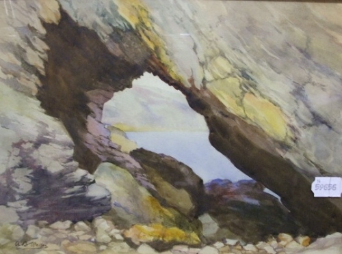 An Early 20th Century Watercolour by A.B. Waller, Rocky Coastline, signed, approx 24.5 x 34cm.