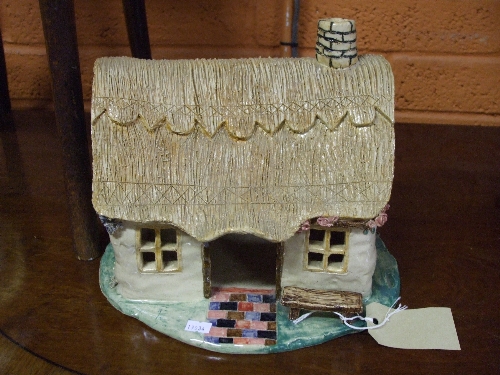 A Large Modern Pottery Model of a Thatched Cottage