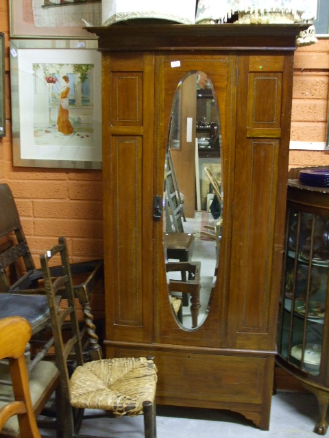 An Edwardian Mahogany and Inlaid Wardrobe, and a Victorian Mahogany Side Chair (2).