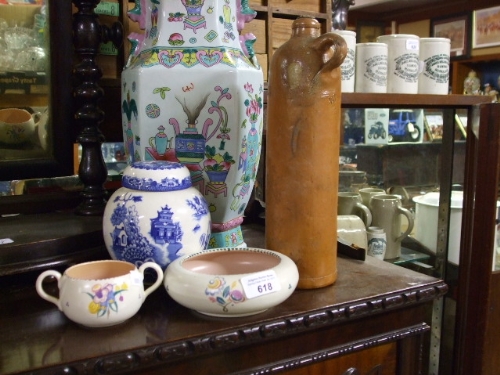 Two Pieces of Poole Pottery, a Royal Cauldon Ginger Jar, and an Earthenware Vessel.