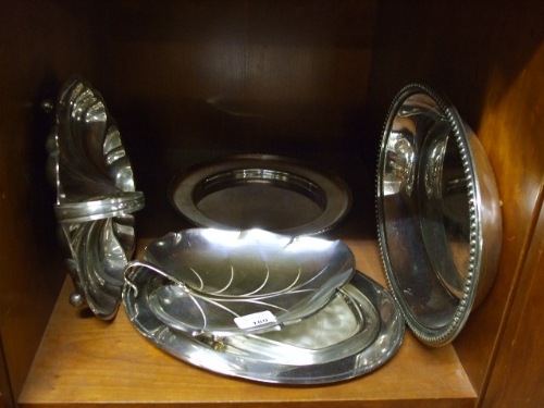Six Silver Plate Serving Pieces.