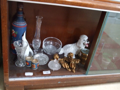 A Shelf of Decorative Items including miniature `Sestral` barometer and clock.