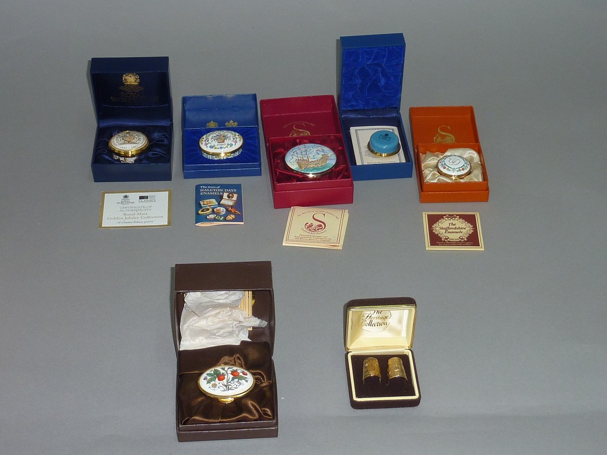 Collection of enamels by Royal Worcester etc (seven in total).