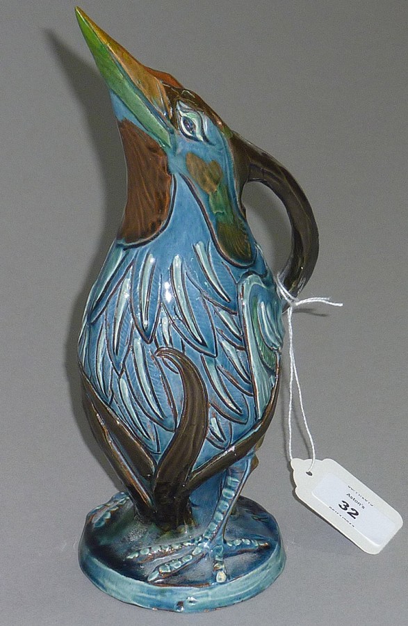 Brannam jug in the form of a stylised bird.