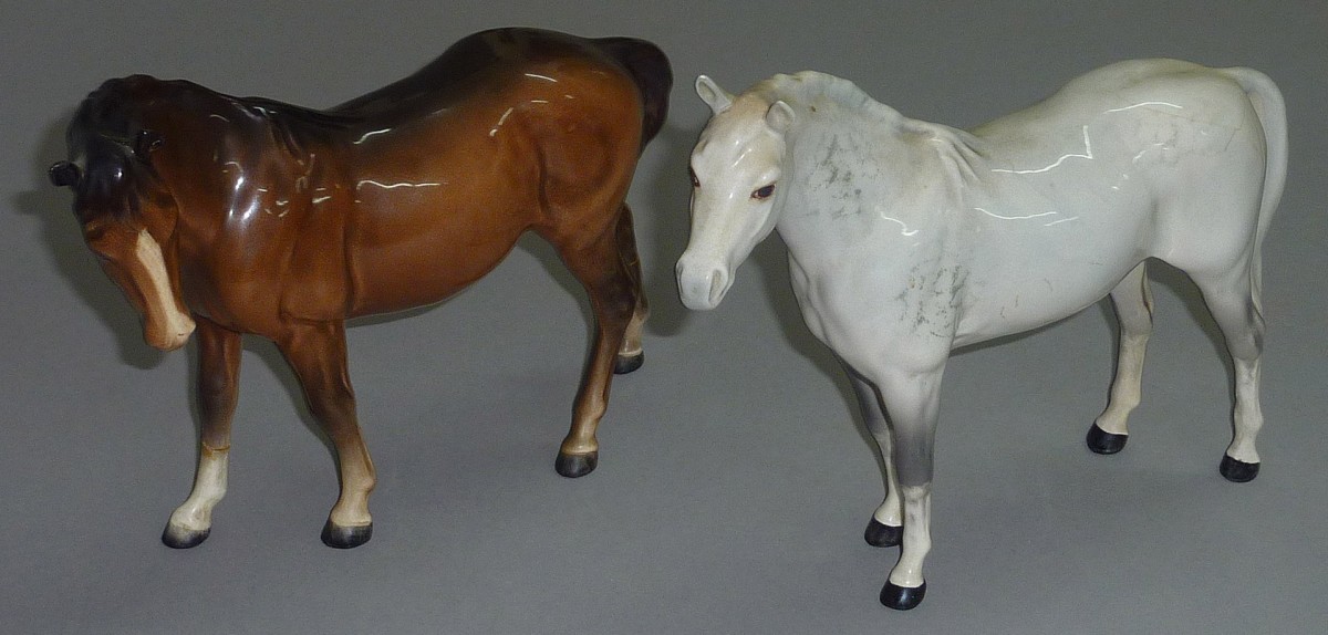 Two Beswick horses.