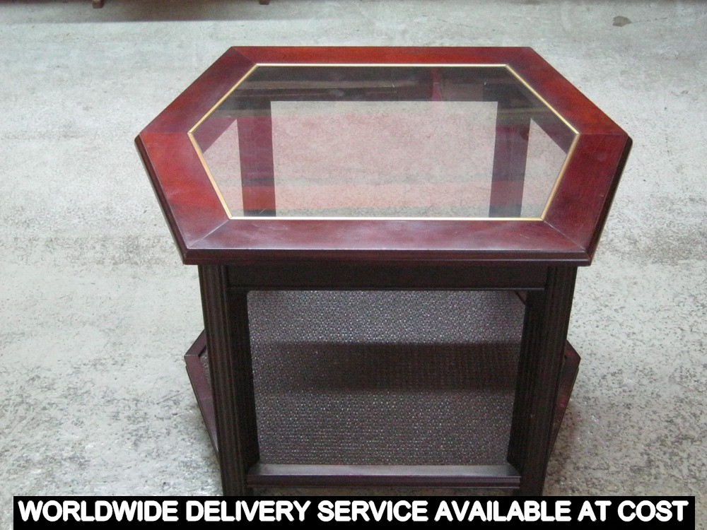Six sided glass topped occasional table