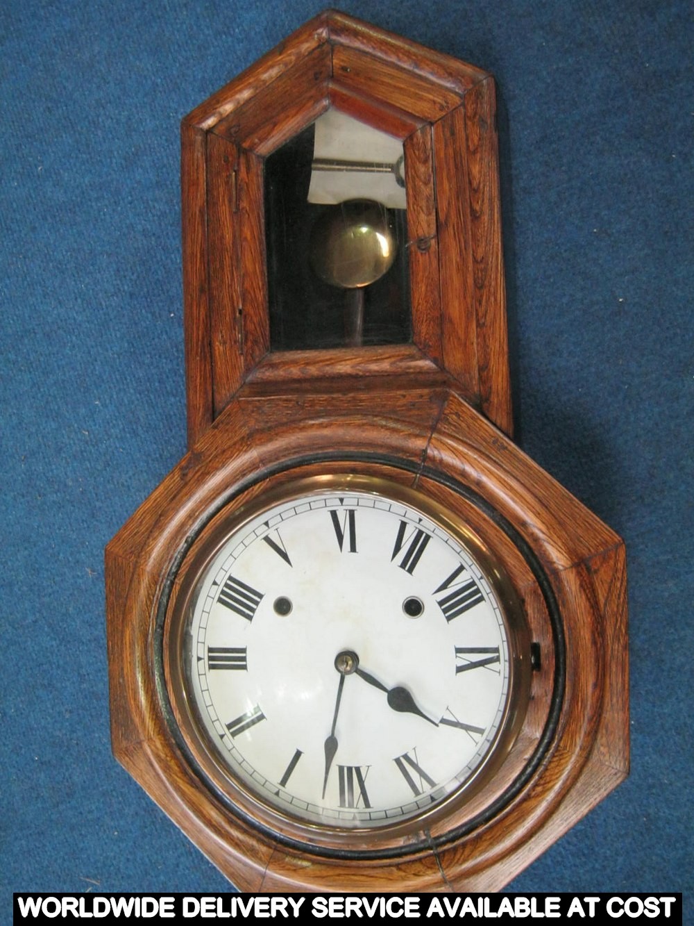 Edwardian oak case wall clock - 56cms x 34cms