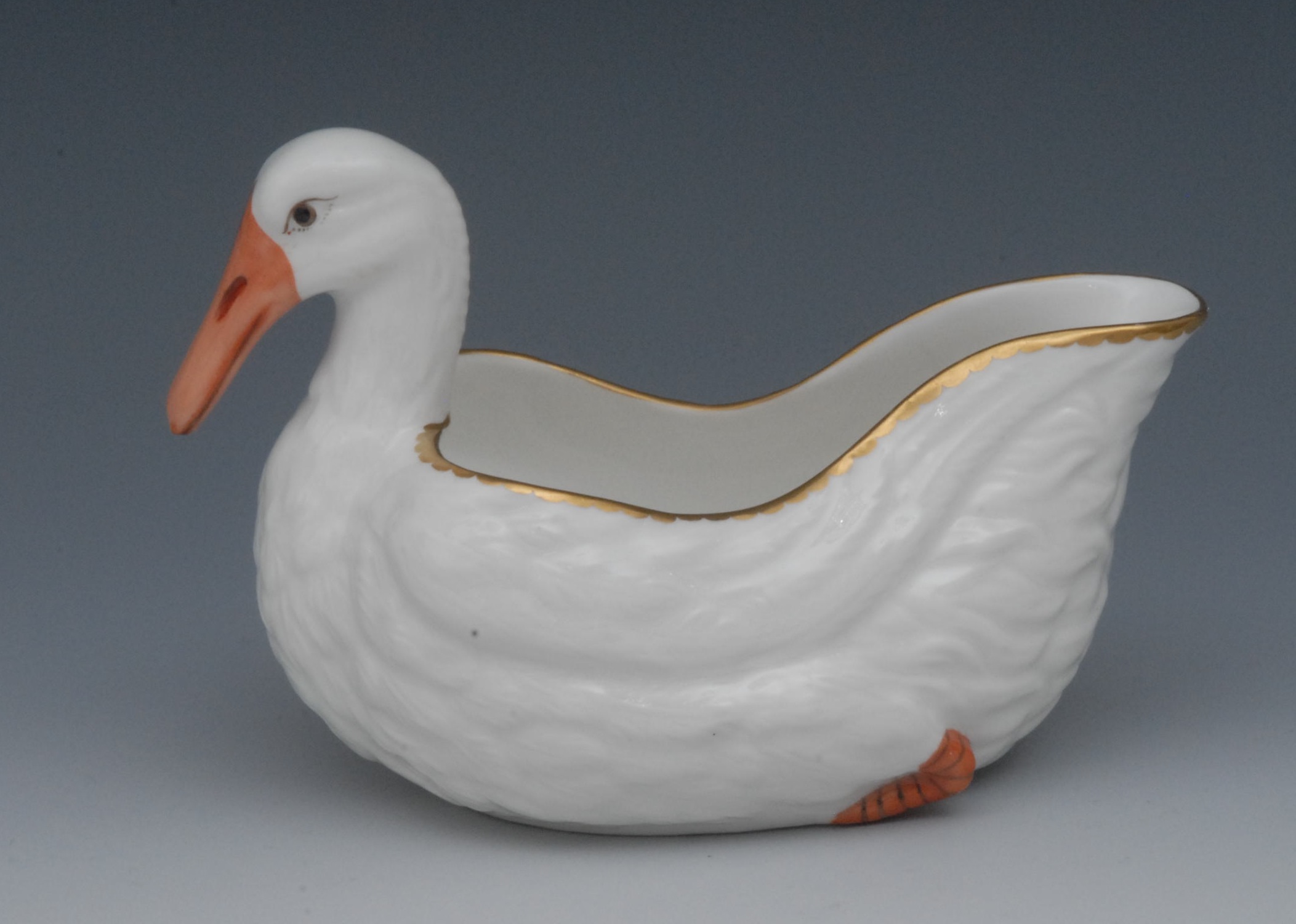 A Sampson Hancock swan jug, possibly by Harry Sampson Hancock, naturalistically modelled, its beak