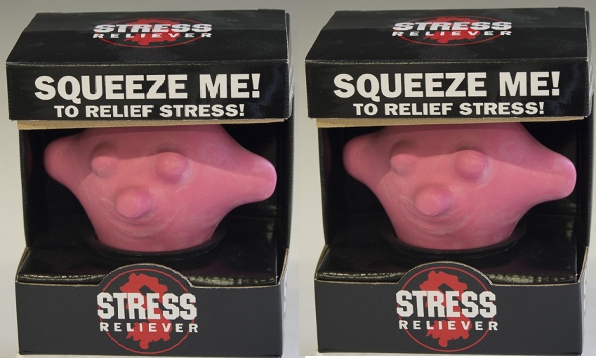 A pair of stress reliever squeeze me pink men