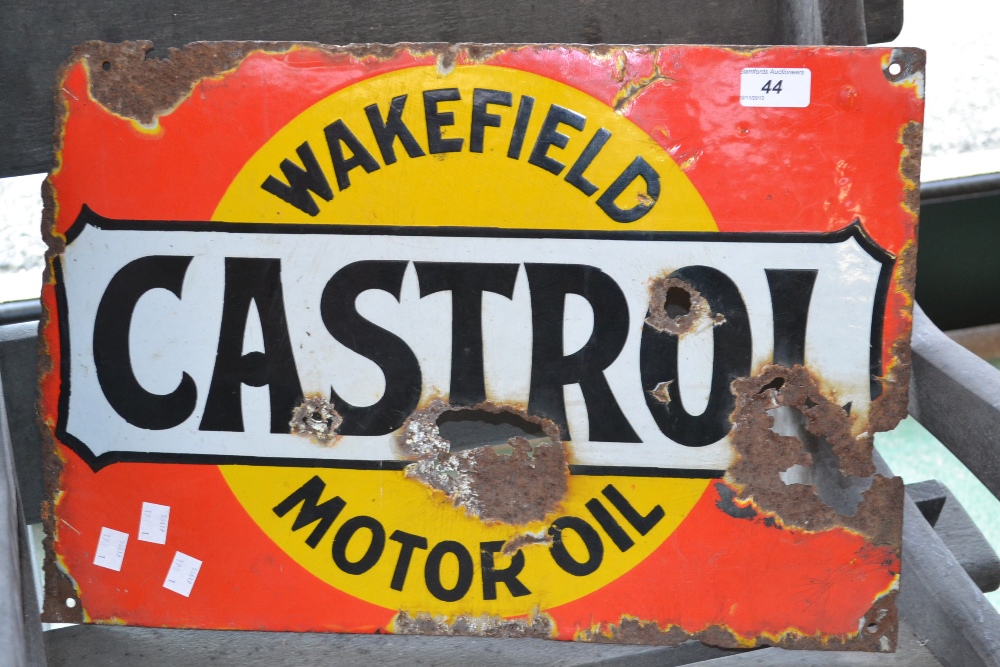 Advertising - an early 20th century Wakefield Castrol Motor Oil enamelled sign