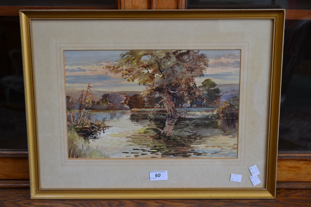 Michael Crawley A quiet Backwater signed, watercolour