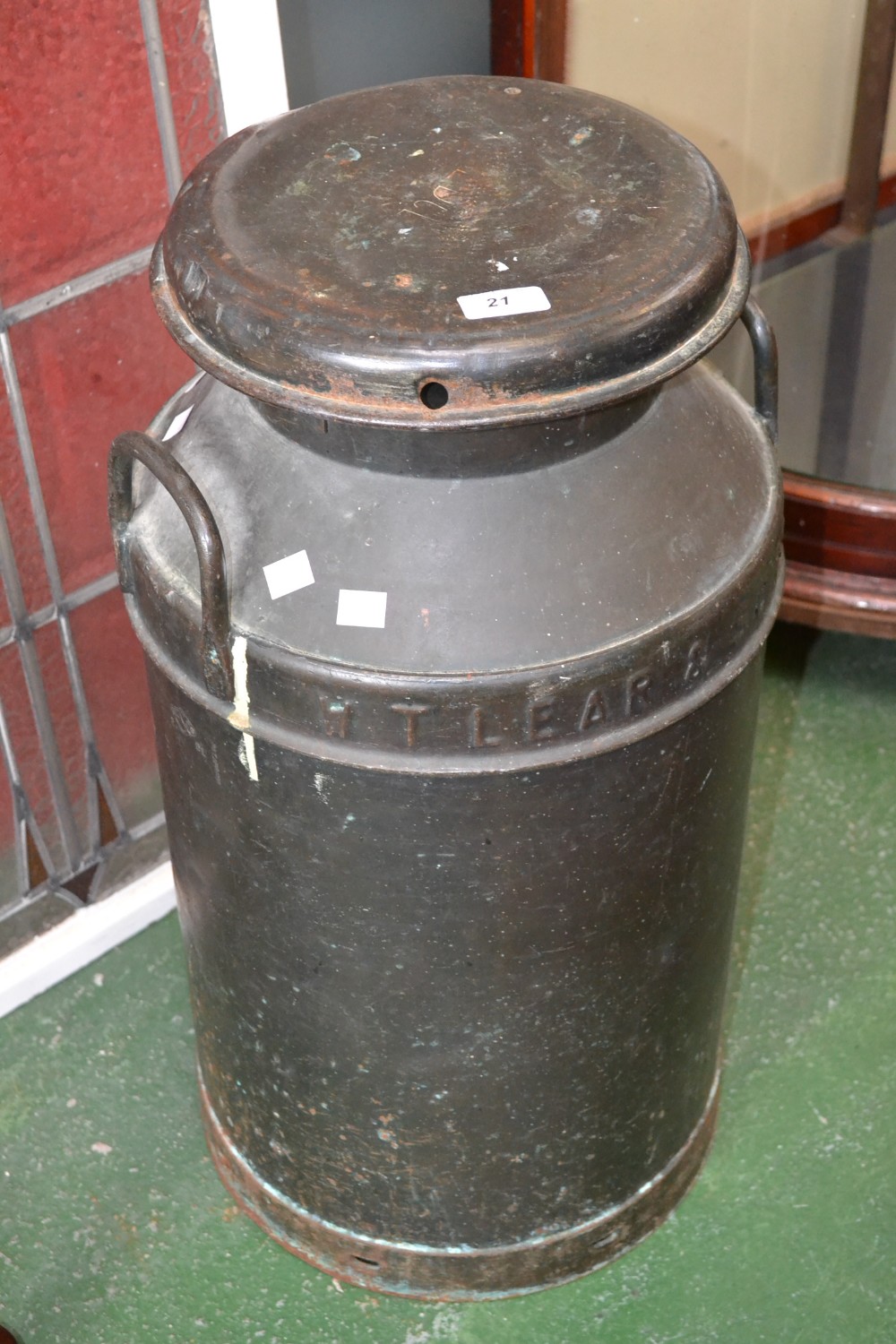 An early 20th century milk churn, I.T.Lear and Sons, Borehamwood, 66cm high