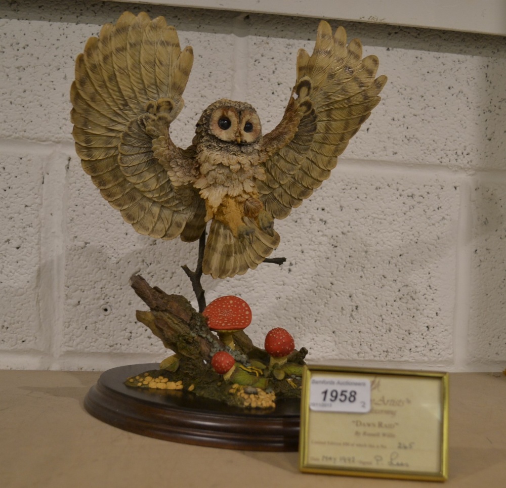 Country Artists, large, Dawn Raid Owl Figure, limited edition 245/850 and book.