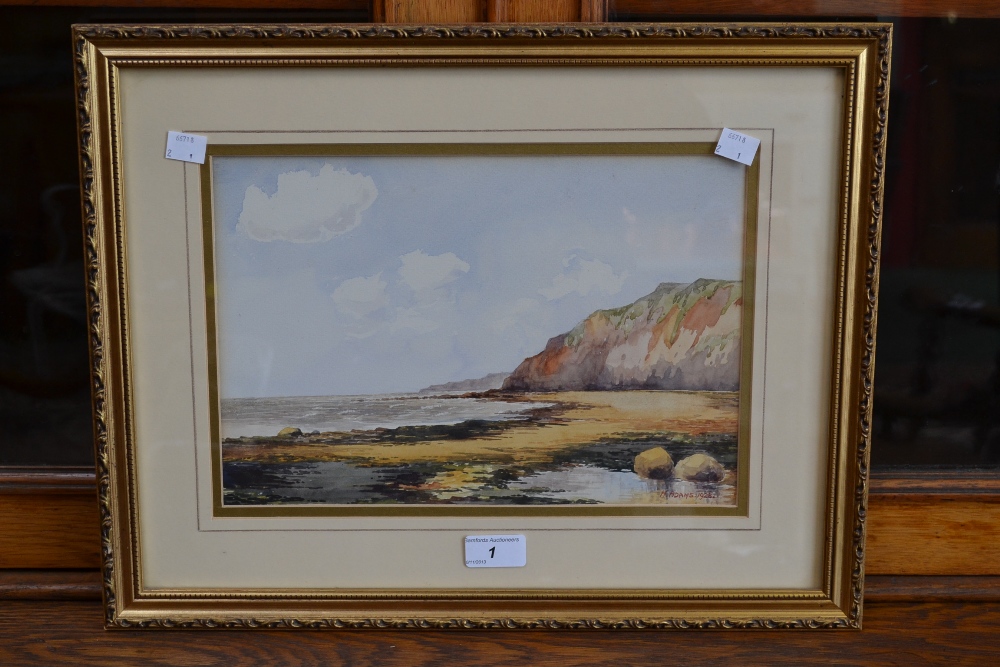 H Adams, Along the Cliffs, watercolour, signed and dated