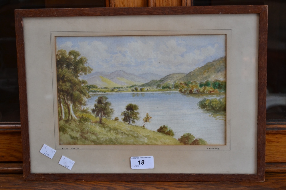 P Lorraine Rydal Water signed, watercolour