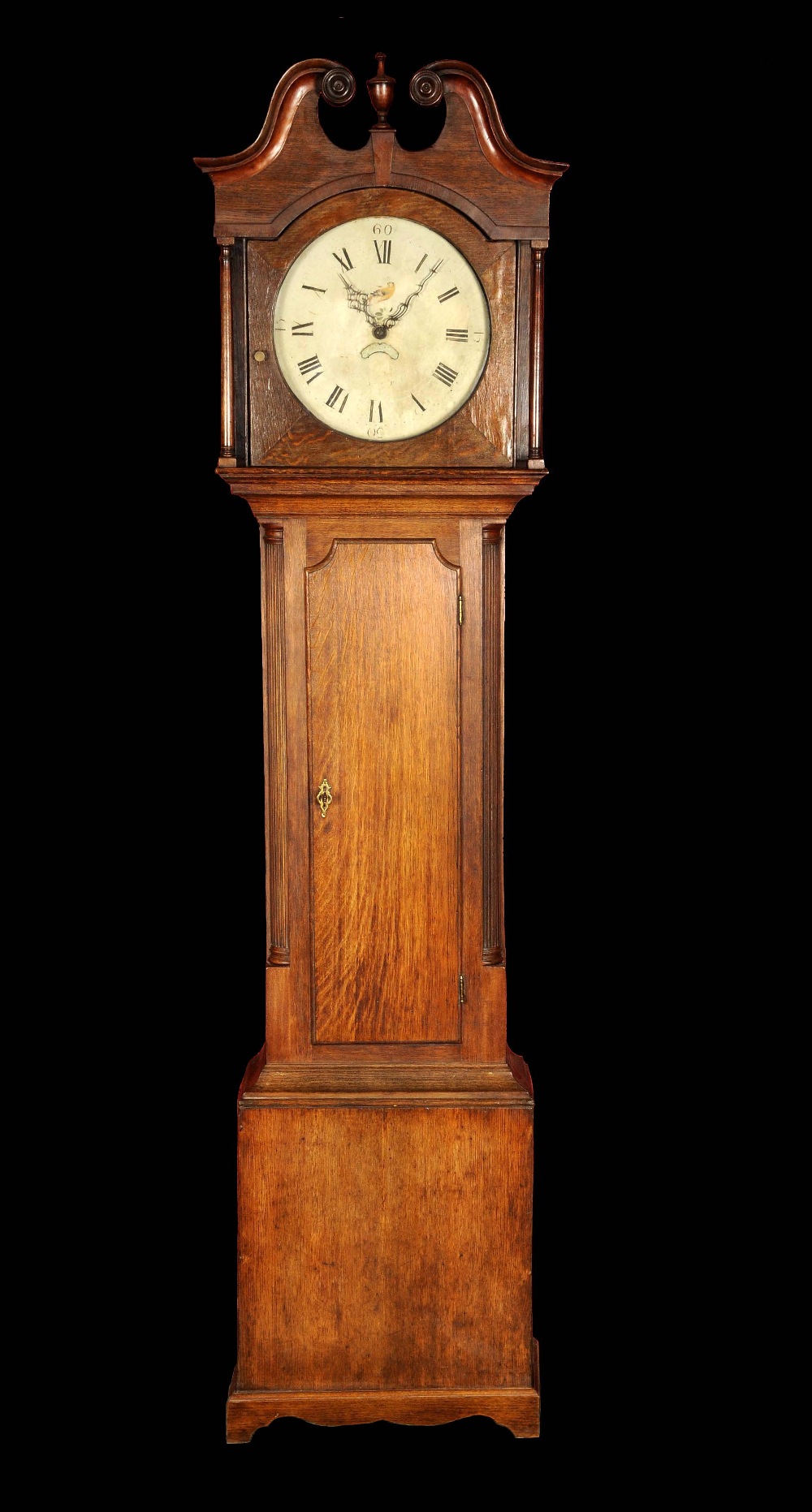 A George III oak oak longcase clock, 33cm circular enamel dial inscribed with Roman and Arabic