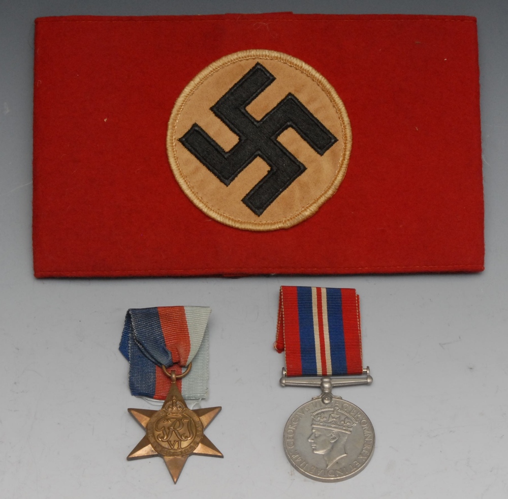 Militaria, Germany, Third Reich, armband, black swastika on gold background with thick felt band;