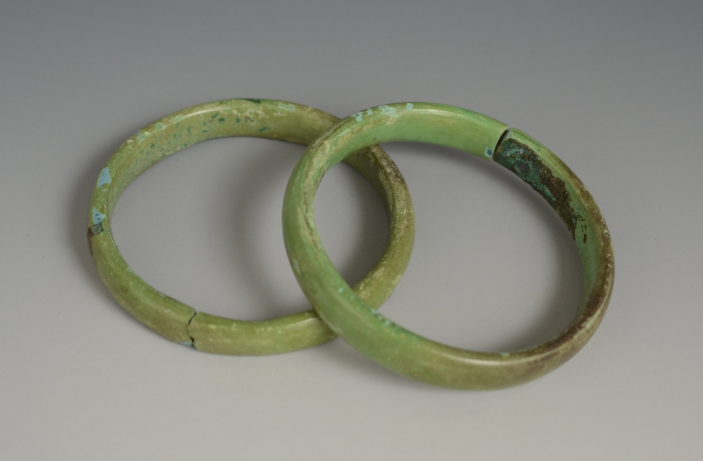 A pair of Roman type bronze bracelets, 6.5cm diam