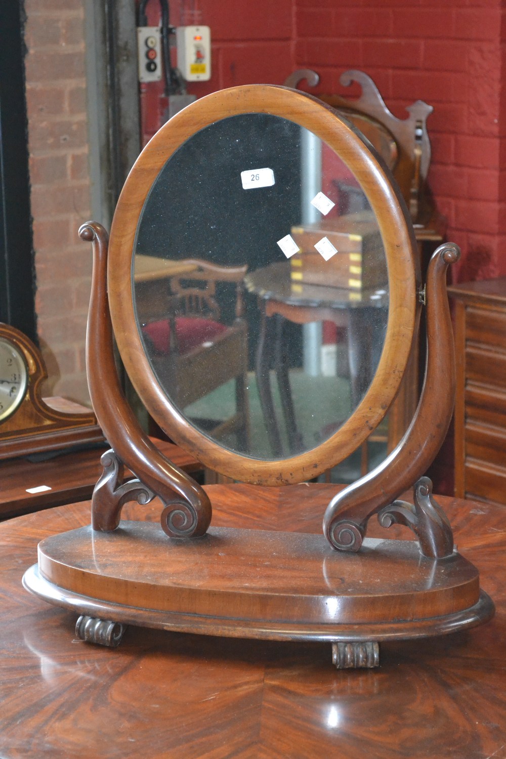 A dressing table mirror