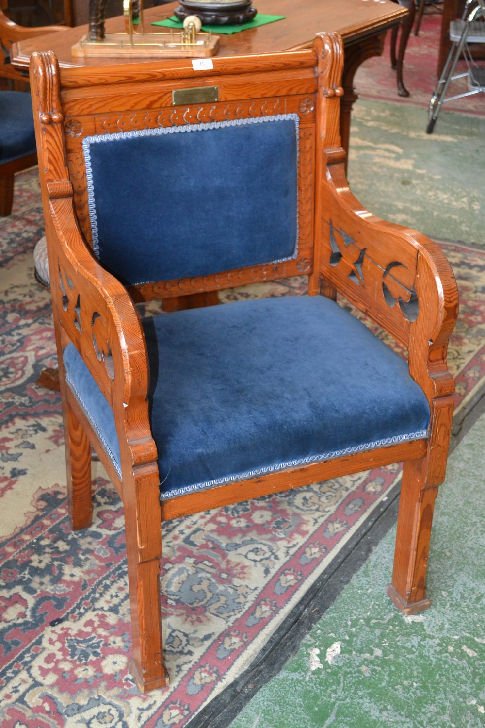 A pitch pine Gothic chair