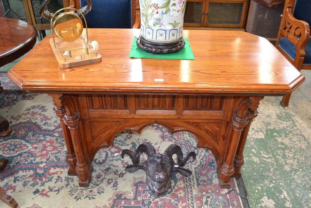 A pitch pine Gothic centre table