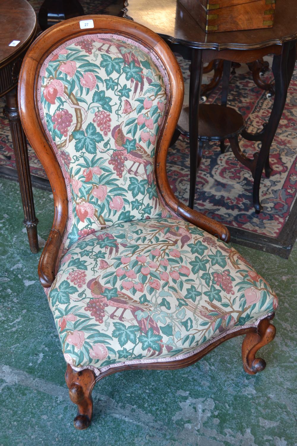 A Victorian upholstered button back nursing chair